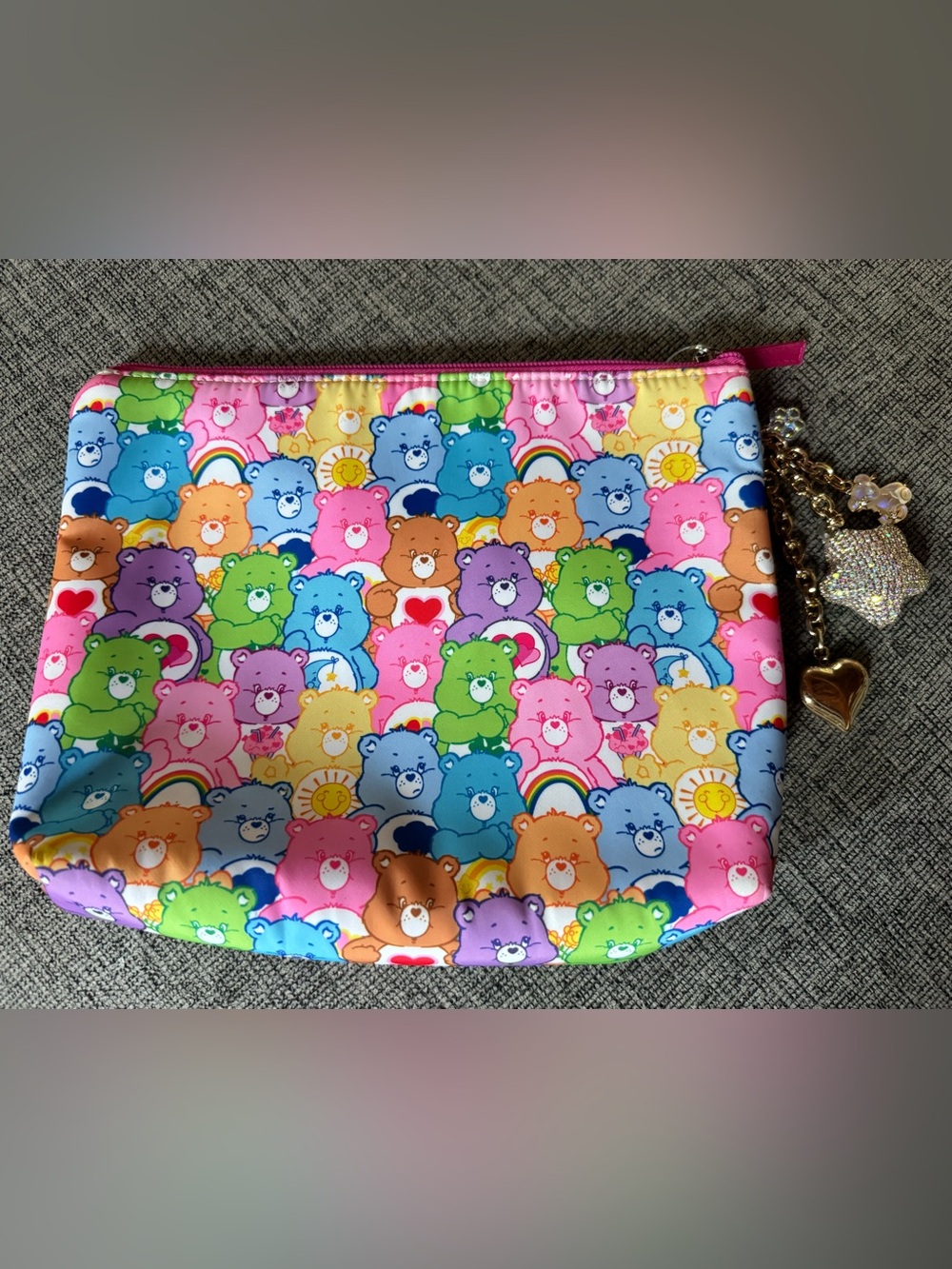 Care Bears Rainbow Multicolor Zip Clutch with Charm Accents